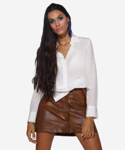 Silk long shirt white